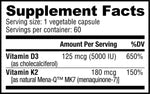 Vitamin D3 (5000 IU) K2 (180 MCG) 60 Vegetable Capsules